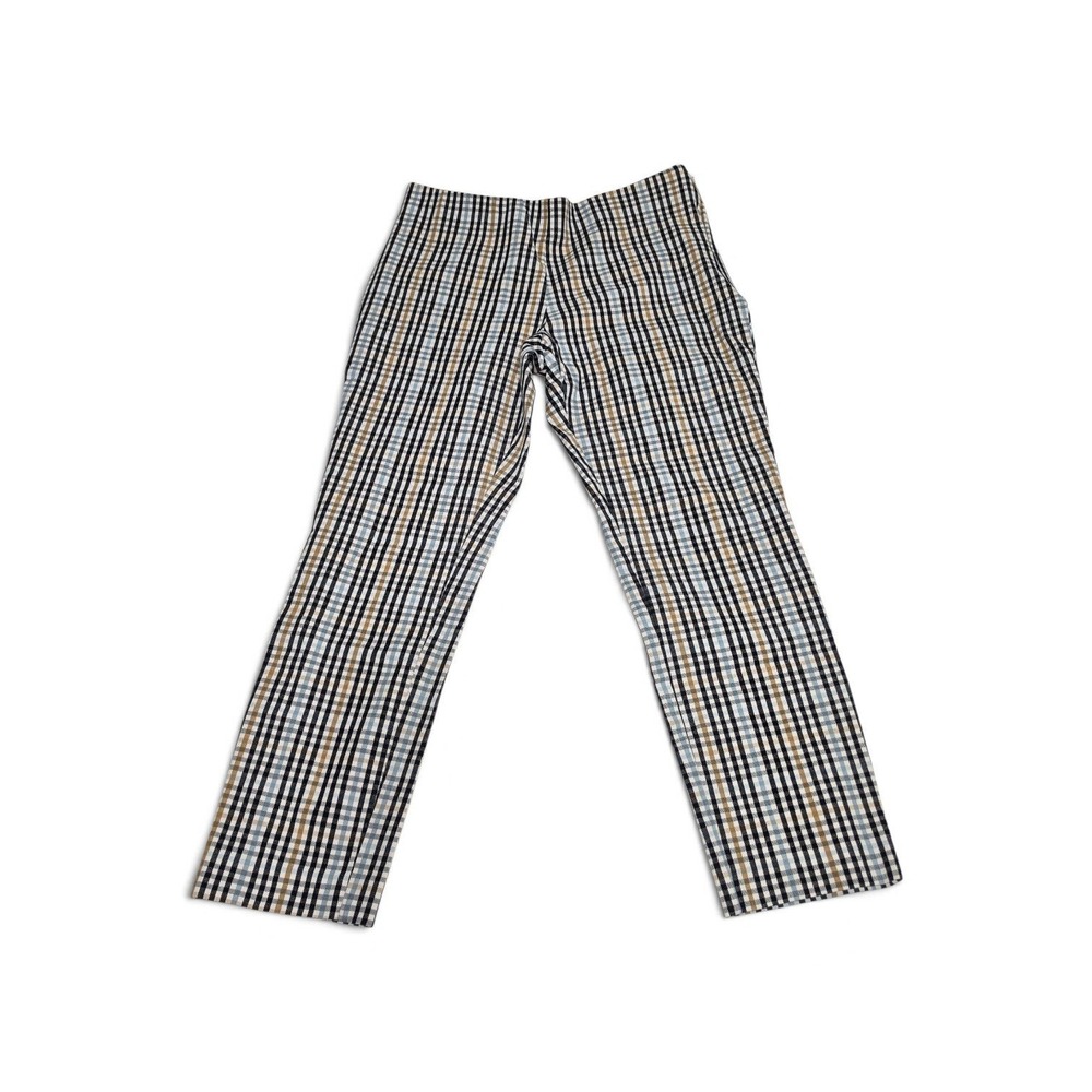 A New Day Size 10 Plaid Ankle Pants High Rise Elastic Waist Trousers Stretch